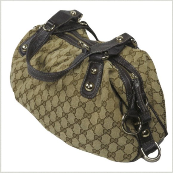 GUCCI Womens Sukey Handbag Bag Tote Purse Guccissima Logo Italy Monogram Vintage - Picture 2 of 14